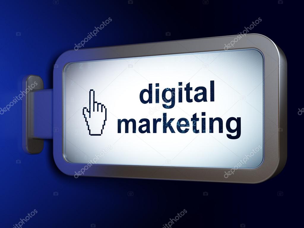 Marketing concept: Digital Marketing and Mouse Cursor on billboard background