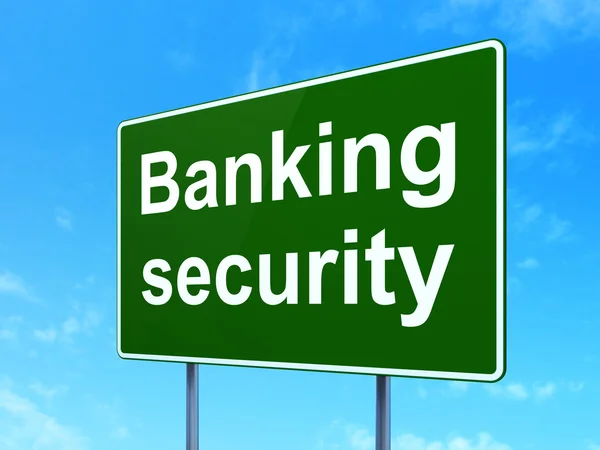 Security concept: Banking Security on road sign background — Stock Photo, Image