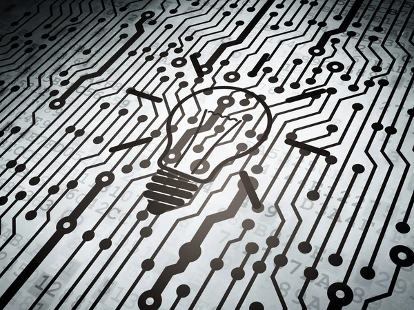 Finance concept: circuit board with Light Bulb — Stock Photo, Image