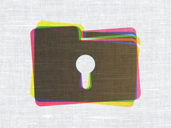 Business concept: Folder With Keyhole on fabric texture background — Stock Photo, Image