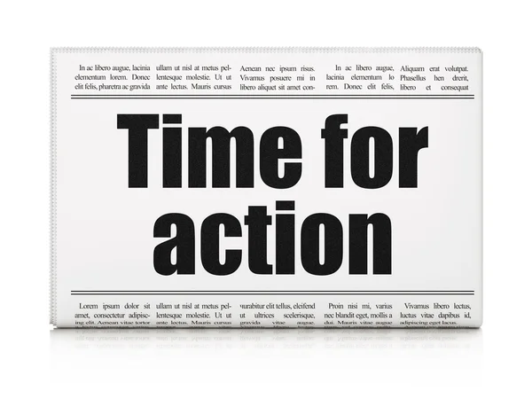 Tijdlijn nieuws concept: krantekop tijd voor actie — Stockfoto