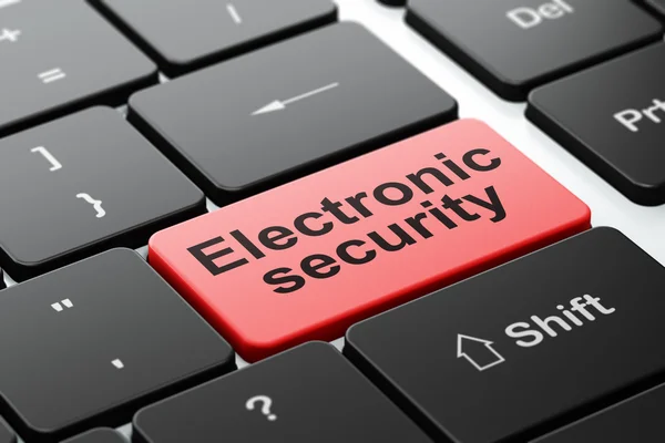 プライバシーの概念: コンピューターのキーボードの背景に電子セキュリティ — ストック写真