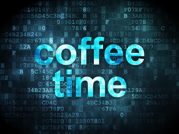 Concepto de tiempo: Hora del café sobre fondo digital —  Fotos de Stock