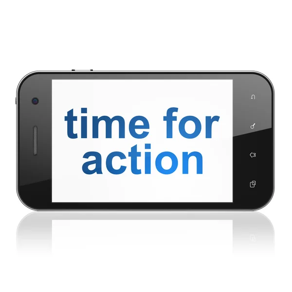 Concepto de tiempo: Tiempo de acción en el teléfono inteligente — Foto de Stock