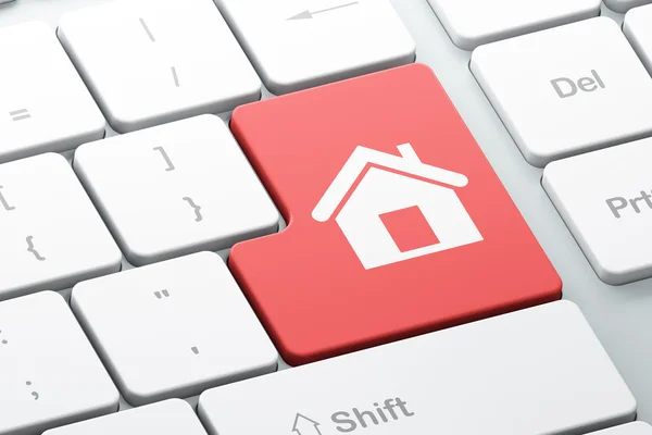 Privacy concept: Home on computer keyboard background — Stock Photo, Image