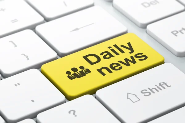 Concetto di notizie: Business People e Daily News su sfondo tastiera del computer — Foto Stock