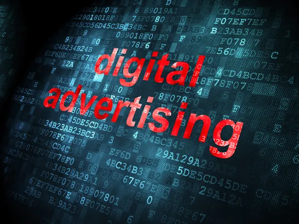 Pojęcie reklamy: cyfrowy reklama na tle cyfrowy — Zdjęcie stockowe