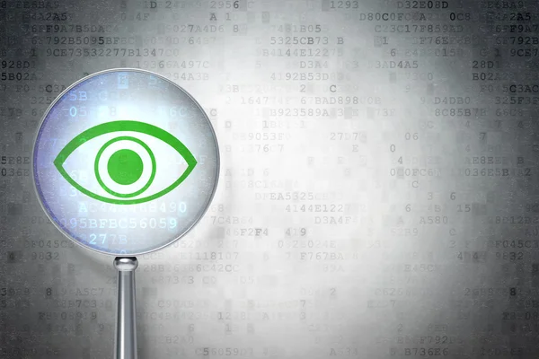 Protection concept: Eye with optical glass on digital — Stock Photo, Image