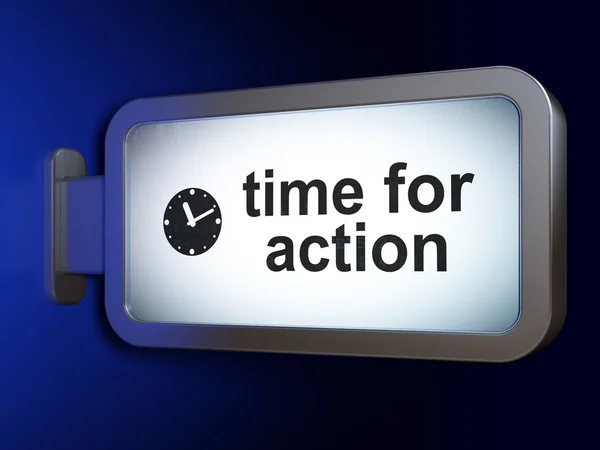 Time concept: Time for Action and Clock on billboard background — Stock Photo, Image