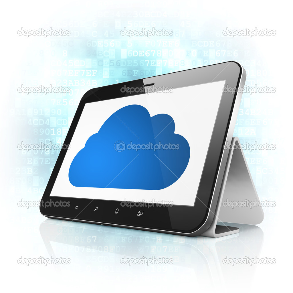 Cloud computing concept: Cloud on tablet pc computer