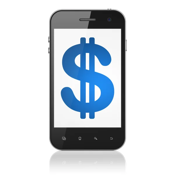 Concept van de munt: Dollar op smartphone — Stockfoto