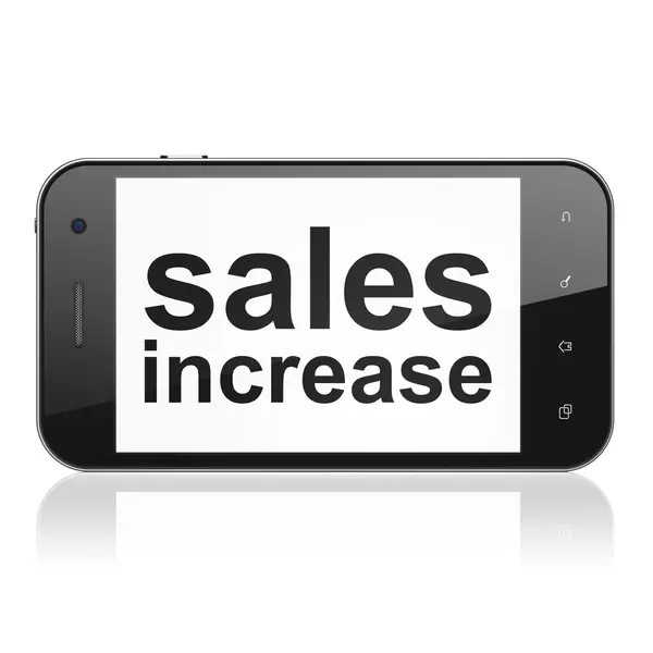Концепция рекламы: увеличение продаж на смартфоне — стоковое фото