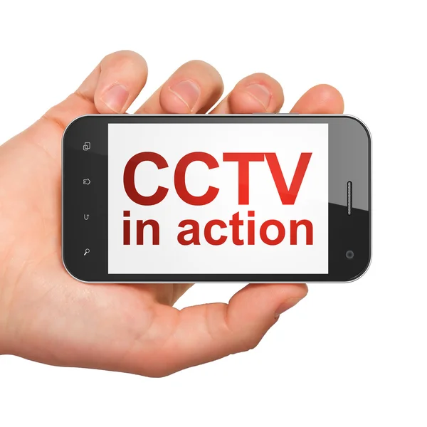 Privacy concept: cctv in actie op smartphone — Stockfoto