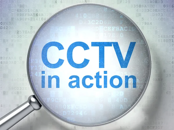 Концепція конфіденційності: CCTV В дії з оптичним склом — стокове фото