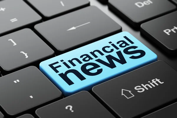 Concept d'actualités : Financial News sur fond de clavier d'ordinateur — Photo