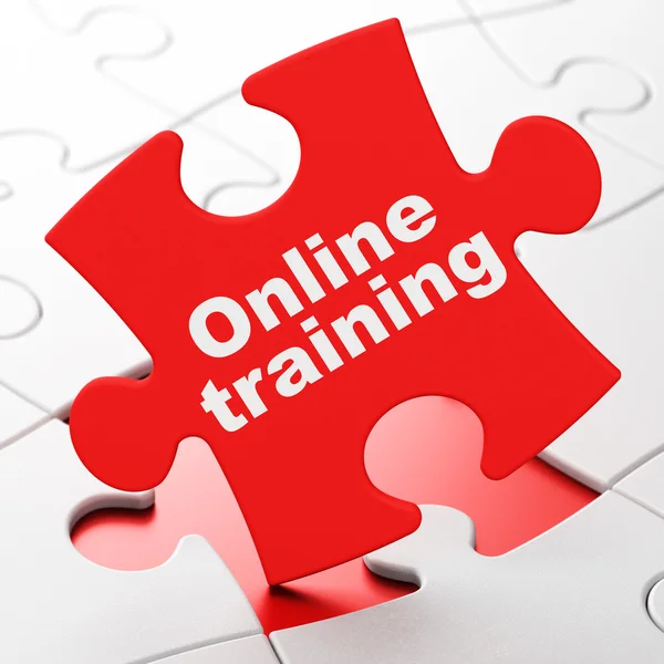 Onderwijs concept: online training op puzzel achtergrond — Stockfoto