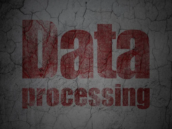 Concept de données : Traitement des données sur fond de mur grunge — Photo