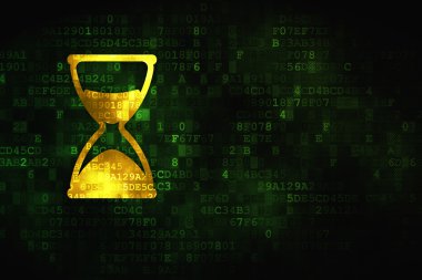 Zaman çizelgesi kavramı: dijital arka plan üzerinde kum saati