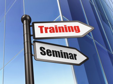 Education concept: sign Training Seminar on Building background clipart