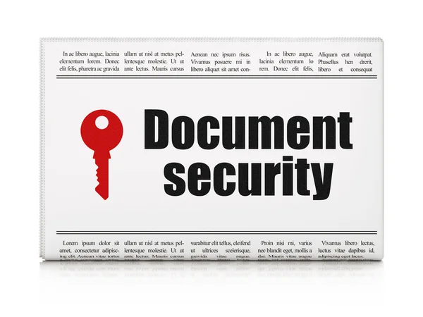 Protection news concept: newspaper with Document Security and Key — Stock Photo, Image