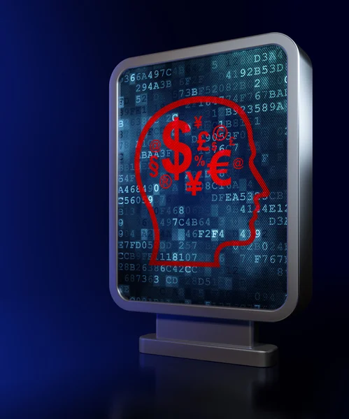 Education concept: Head With Finance Symbol on billboard background — Stock Photo, Image