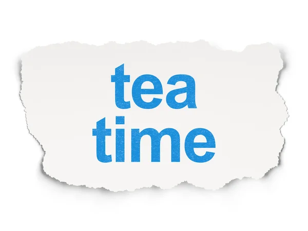 Conceito de linha do tempo: Tea Time no fundo de papel — Fotografia de Stock