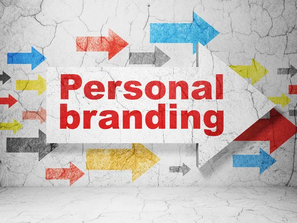 Marketing concept: arrow whis Personal Branding on grunge wall background — Stock Photo, Image