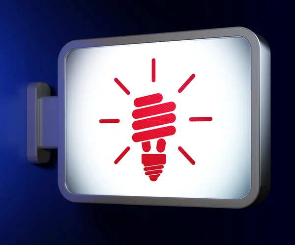 Business concept: Energy Saving Lamp on billboard background — Stock Photo, Image