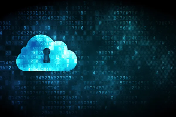 Cloud networking concept: Cloud With Keyhole on digital background — Stock Photo, Image