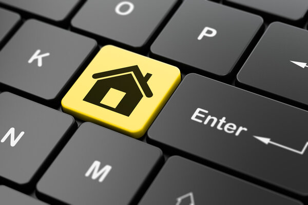 Business concept: Home on computer keyboard background