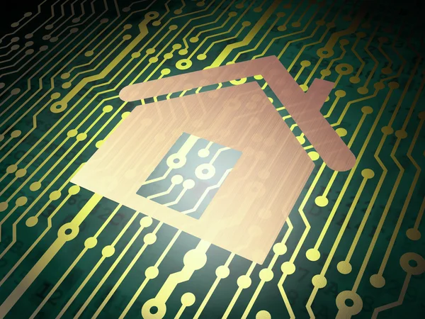 Protection concept: circuit board with Home — Stock Photo, Image