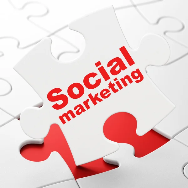 Marketing koncepció: szociális marketing puzzle háttér — Stock Fotó