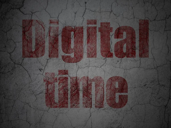 Concept de chronologie : Temps numérique sur fond de mur grunge — Photo