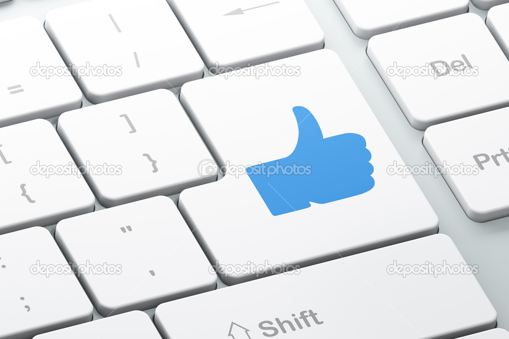 Social media concept: Like on computer keyboard background