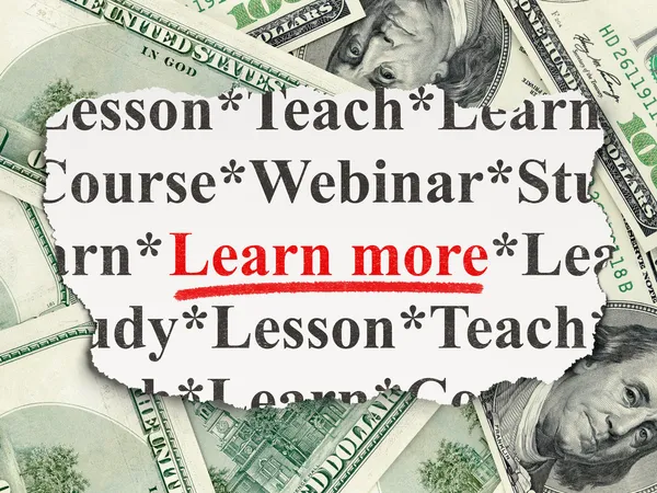 Onderwijs concept: Leer meer over geld achtergrond — Stockfoto