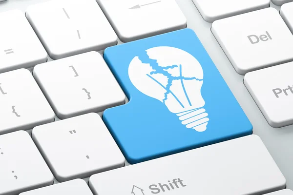 Business concept: Light Bulb on computer keyboard background — Stock Photo, Image