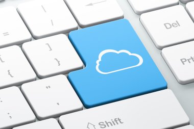 Ağ kavramı bulut: bulut bilgisayar klavye arka plan üzerinde