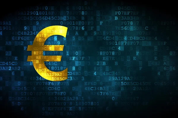 Concepto de moneda: Euro sobre fondo digital — Foto de Stock