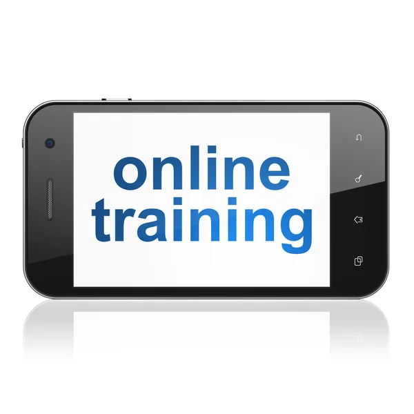 Концепция обучения: онлайн обучение на смартфоне — стоковое фото