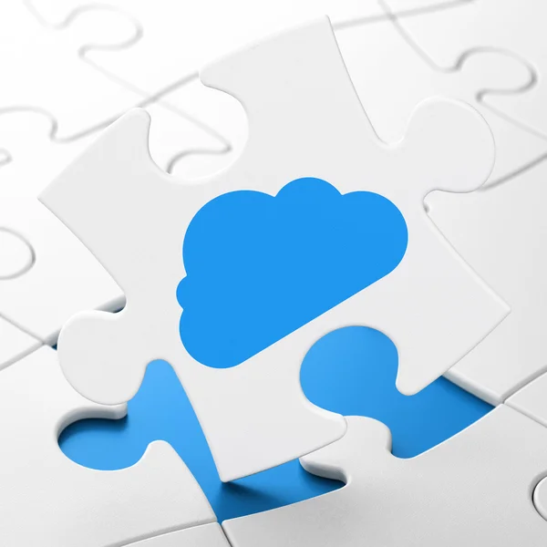 Cloud netwerken concept: wolk op puzzel achtergrond — Stockfoto