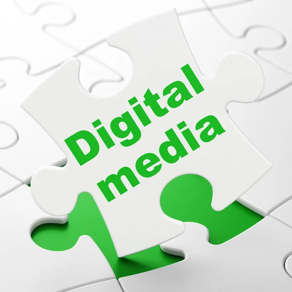Marknadsföringskoncept: digitala medier på pussel bakgrund — Stockfoto