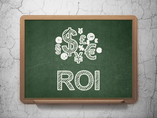Finance concept: Finance Symbol and ROI on chalkboard background