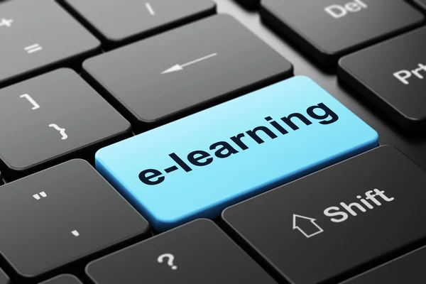 Concept éducatif : E-learning sur fond de clavier d'ordinateur — Photo