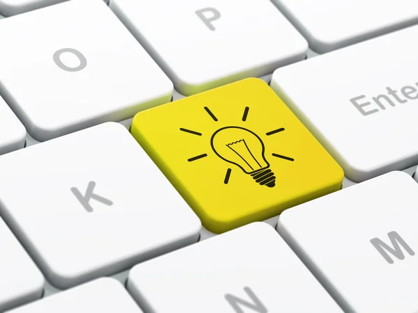 Business concept: Light Bulb on computer keyboard background — Stock Photo, Image