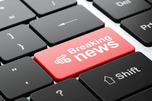 News concept: Calculator and Breaking News on computer keyboard background — Stock Photo, Image