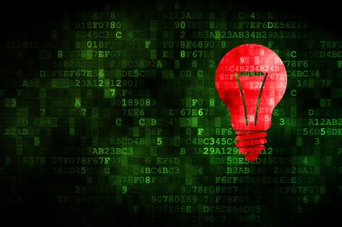 İş kavramı: ampul dijital arka plan üzerinde