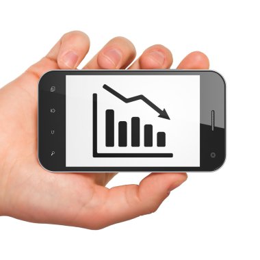 iş kavramı: grafik smartphone üzerinde düşüş