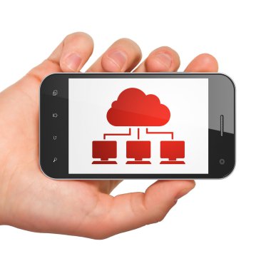 Bulut bilgi işlem kavramı: bulut ağ smartphone cep telefonu ile