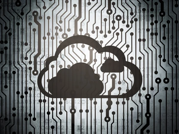 Bulut teknoloji kavramı: bulut ile devre kartı — Stok fotoğraf