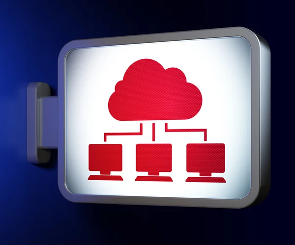 Návrh technologie cloud: Cloud síť na billboard pozadí — Stock fotografie